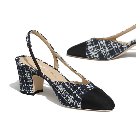 chanel white tweed slingback|Chanel slingbacks shoes.